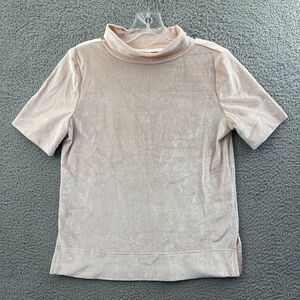 Anthropologie Krisha Velvet Mock Neck Top Velour Preppy Office Workwear Women XS